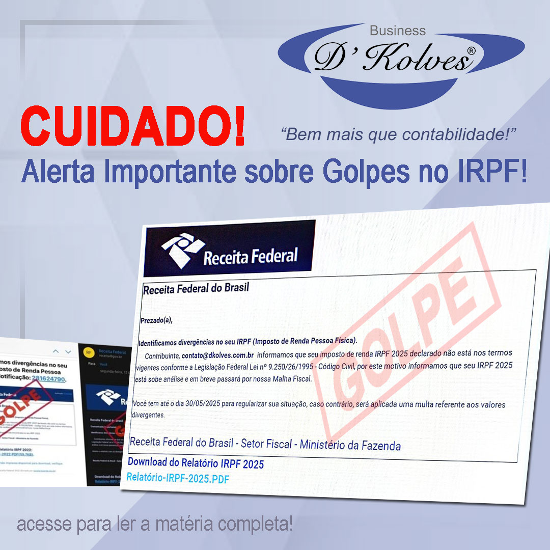 Imagem de Clientes CUIDADO! ALERTA IMPORTANTE SOBRE GOLPES NO IRPF