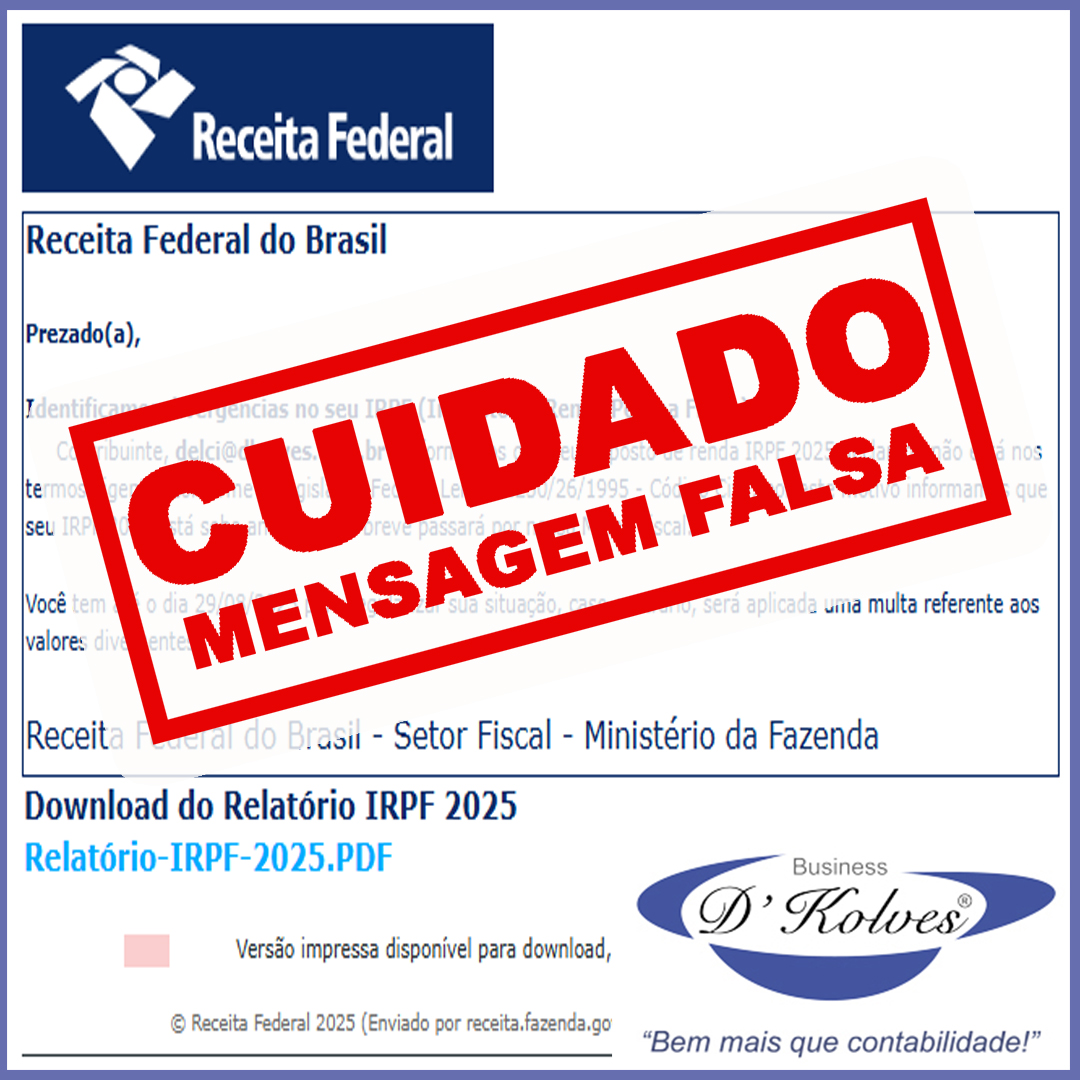 Imagem de Clientes ALERTA DE GOLPE – E-MAIL FALSO DA RECEITA FEDERAL